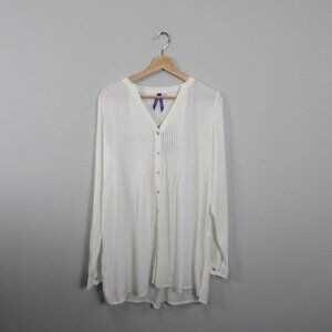 Seraphine Pleated Maternity Blouse Women 6 Ivory Viscose Ultralight Button 201